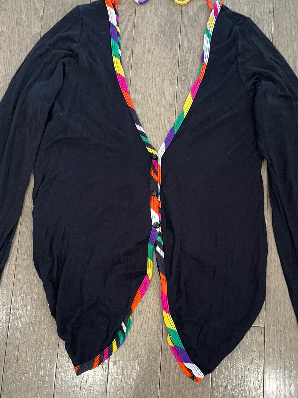 Vintage Rainbow Trim Convertible Open Back Cardigan Top One size fits most. - Picture 13 of 13